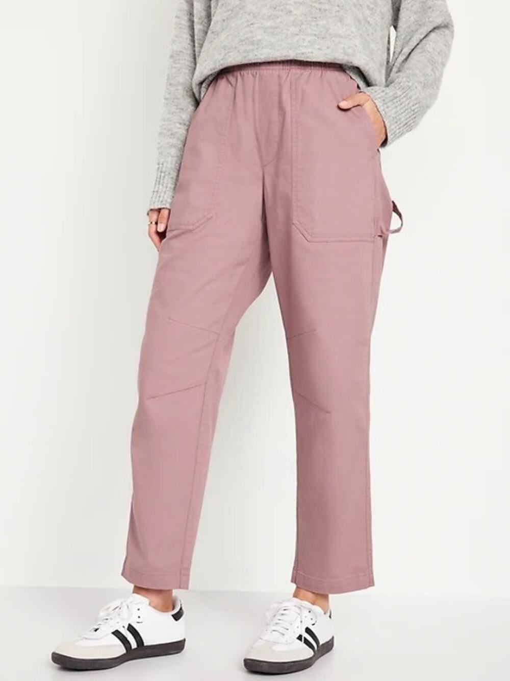 Old Navy Pink Cotton High Waisted Pulla Utility Pants Size Medium